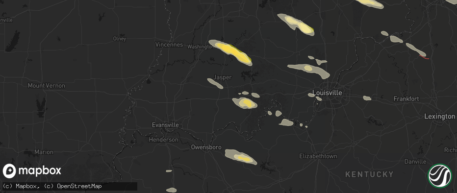 Hail map in Ferdinand, IN on July 21, 2026