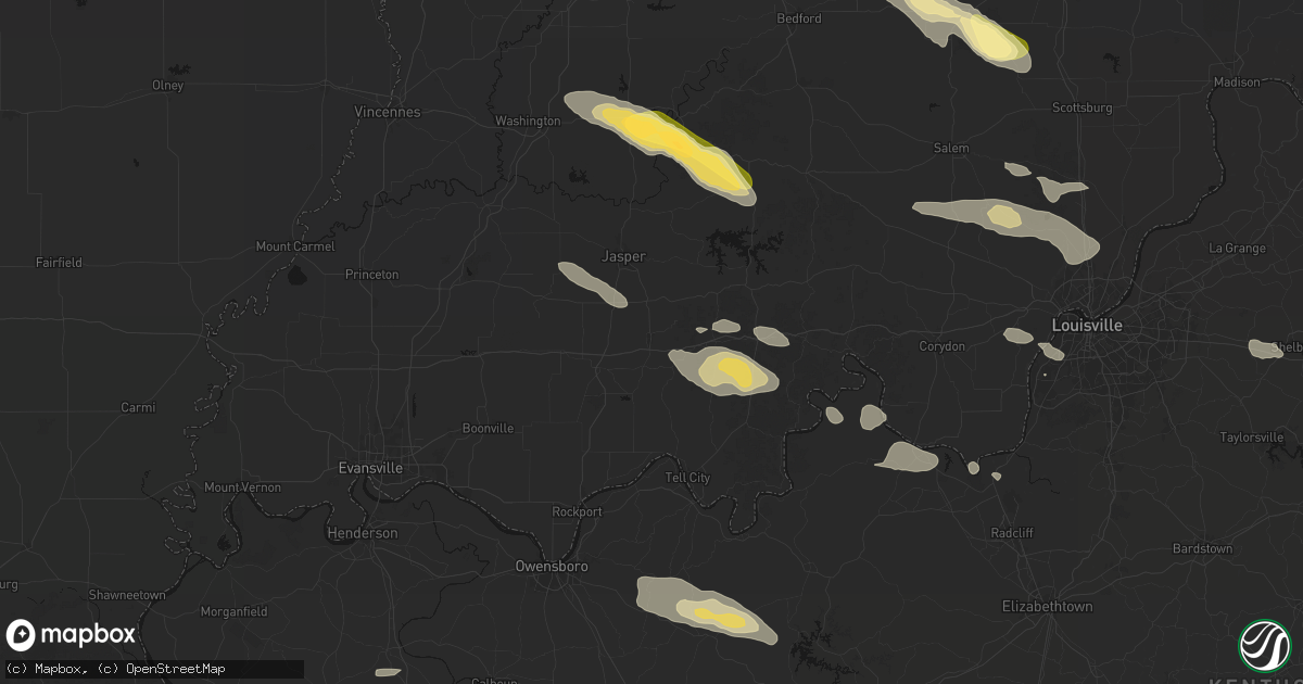 Hail map in Ferdinand, IN on July 21, 2026
