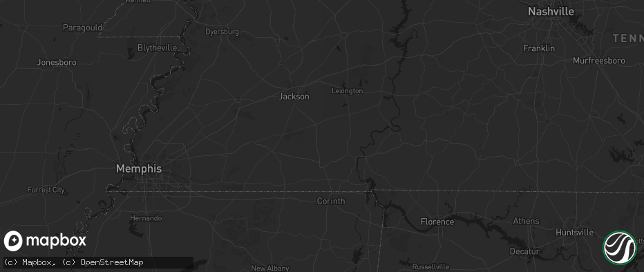 Hail map in Finger, TN on July 21, 2026