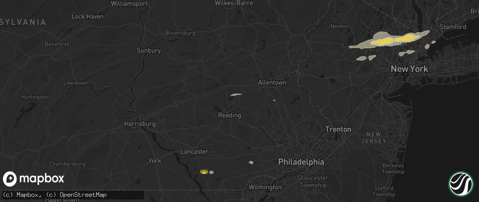 Hail map in Fleetwood, PA on July 21, 2026