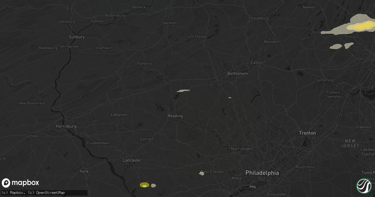 Hail map in Fleetwood, PA on July 21, 2026