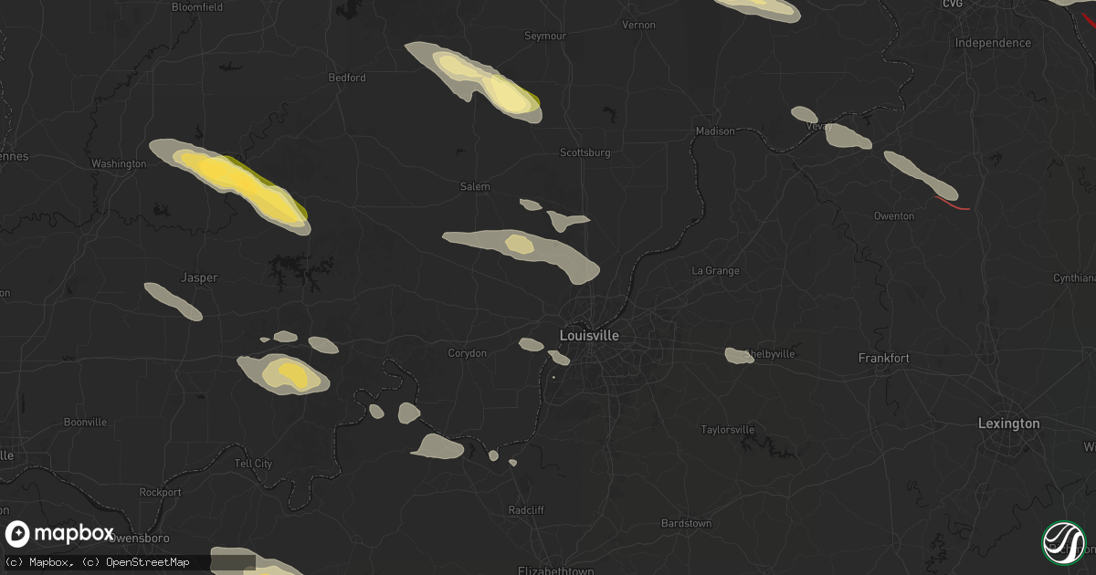 Hail map in Floyds Knobs, IN on July 21, 2026