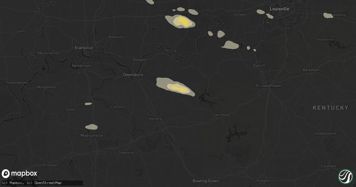 Hail map in Fordsville, KY on July 21, 2026