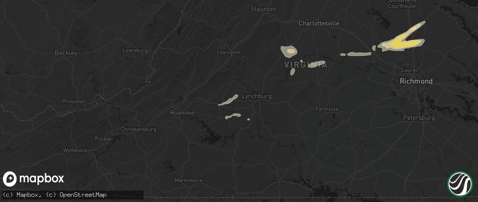 Hail map in Forest, VA on July 21, 2026