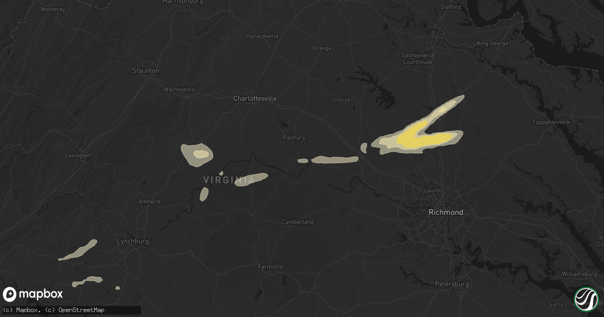 Hail map in Fork Union, VA on July 21, 2026