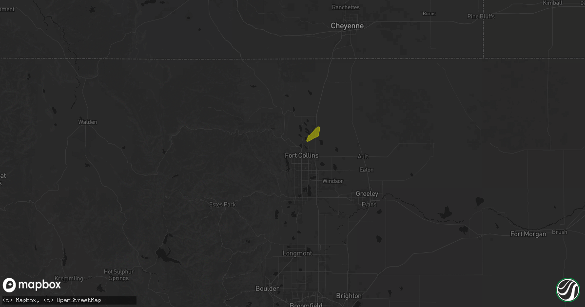 Hail map in Fort Collins, CO on July 21, 2026
