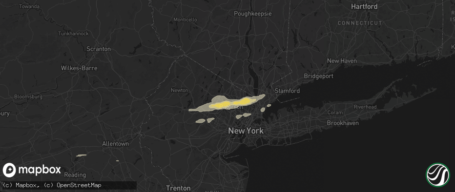 Hail map in Franklin Lakes, NJ on July 21, 2026