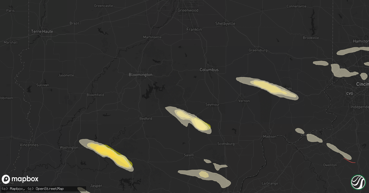 Hail map in Freetown, IN on July 21, 2026