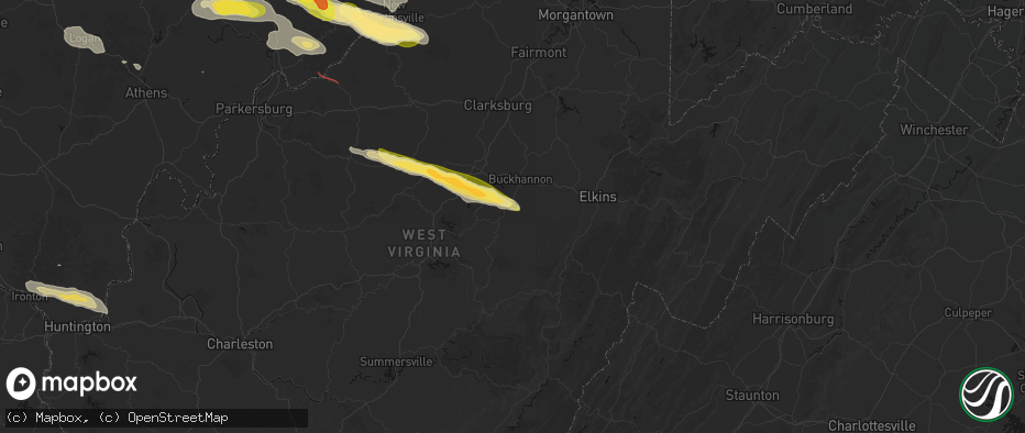 Hail map in French Creek, WV on July 21, 2026