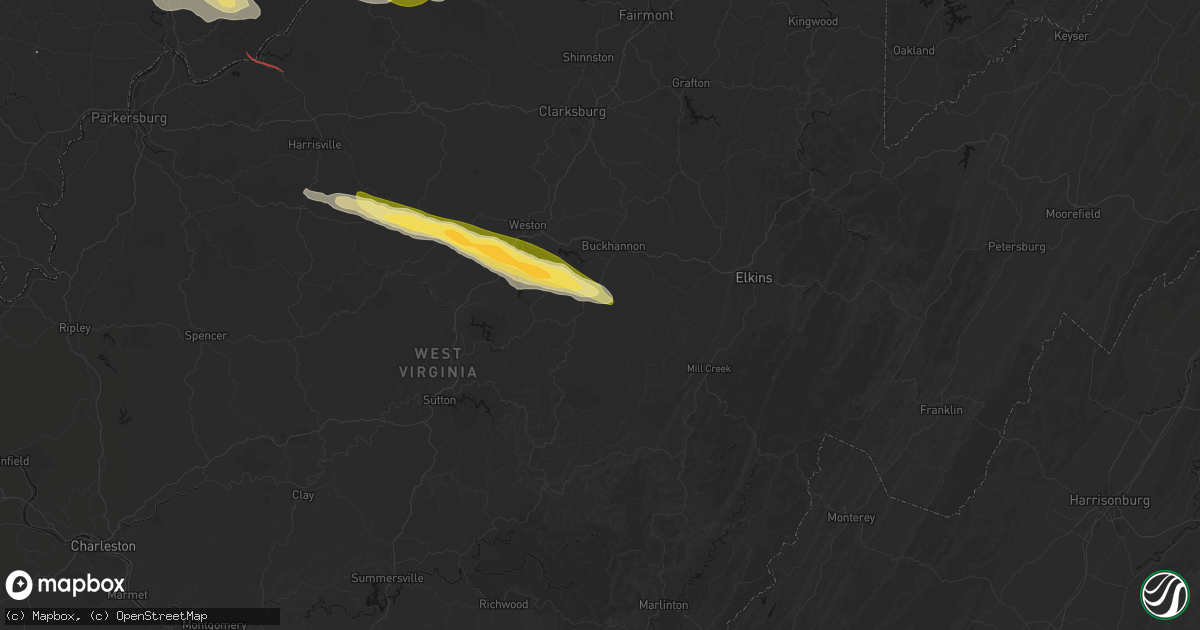 Hail map in French Creek, WV on July 21, 2026