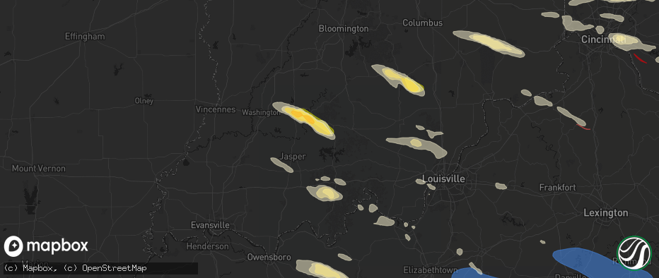 Hail map in French Lick, IN on July 21, 2026