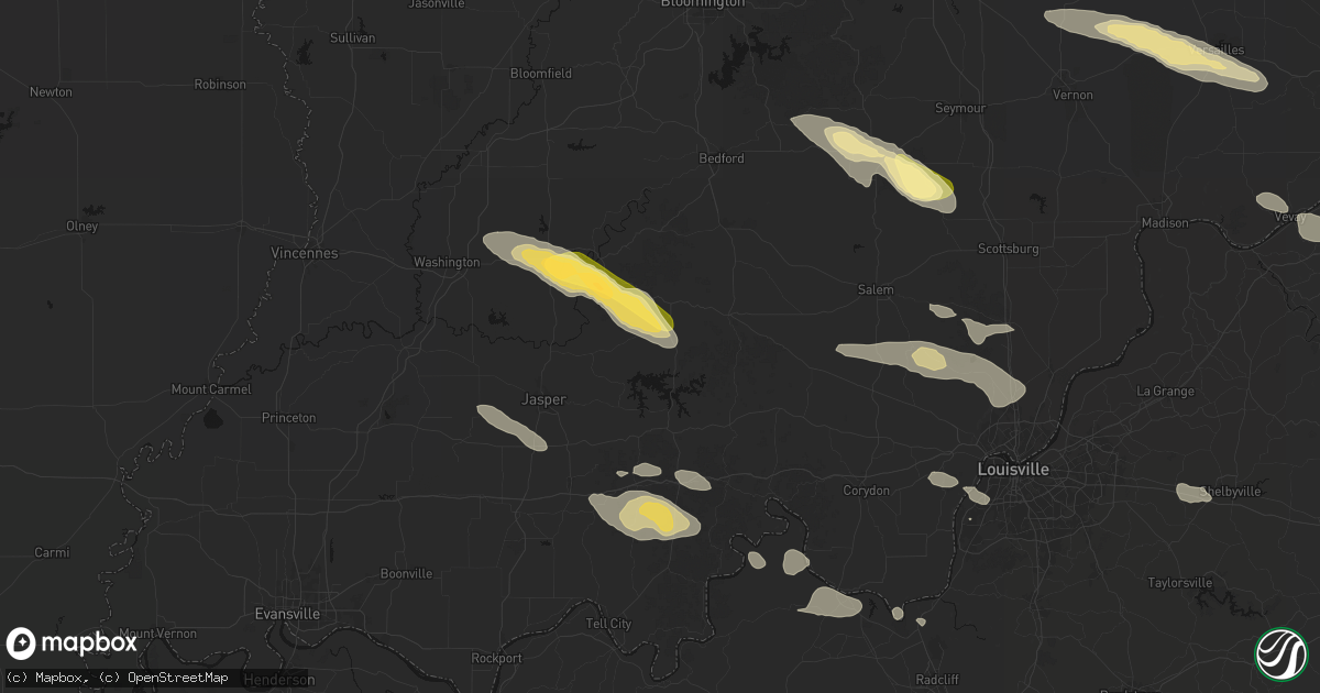 Hail map in French Lick, IN on July 21, 2026