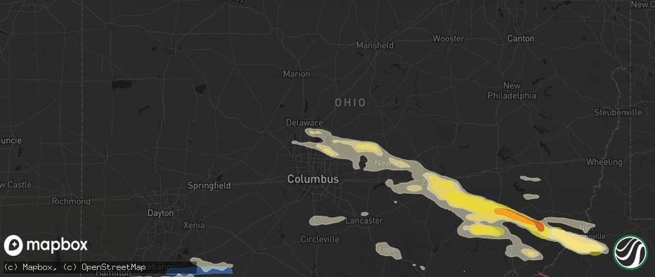 Hail map in Galena, OH on July 21, 2026