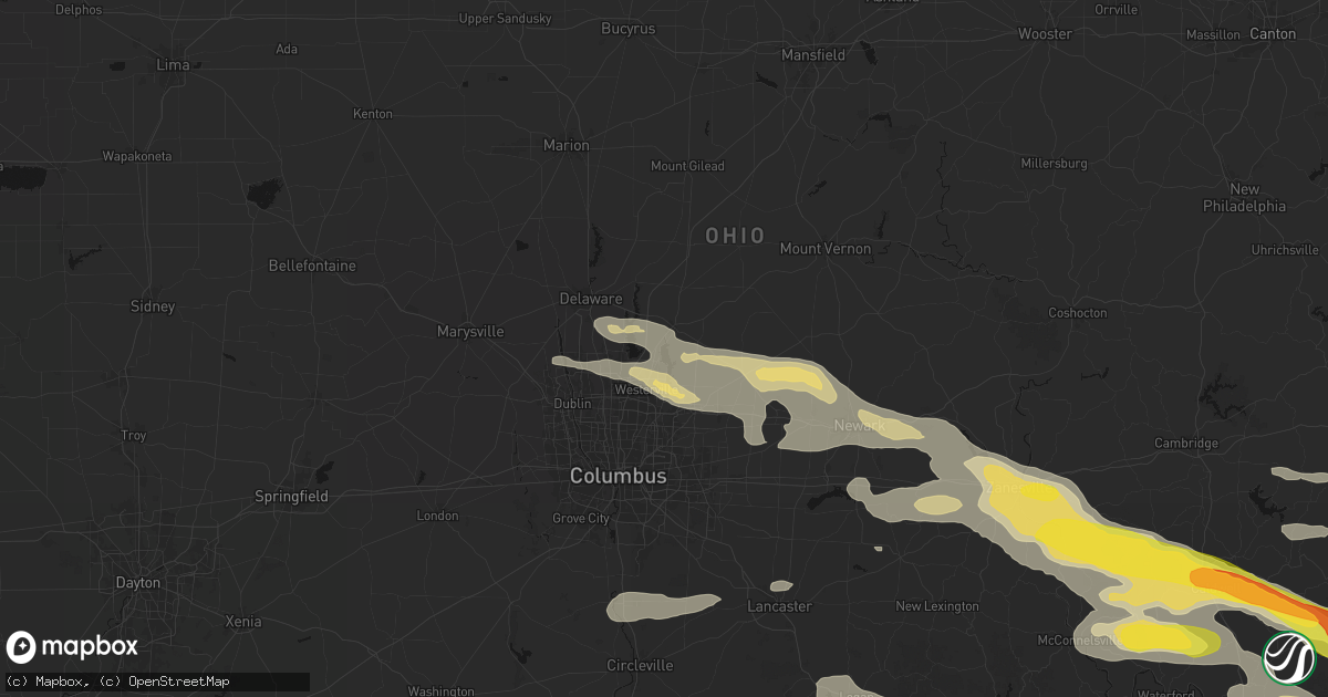 Hail map in Galena, OH on July 21, 2026