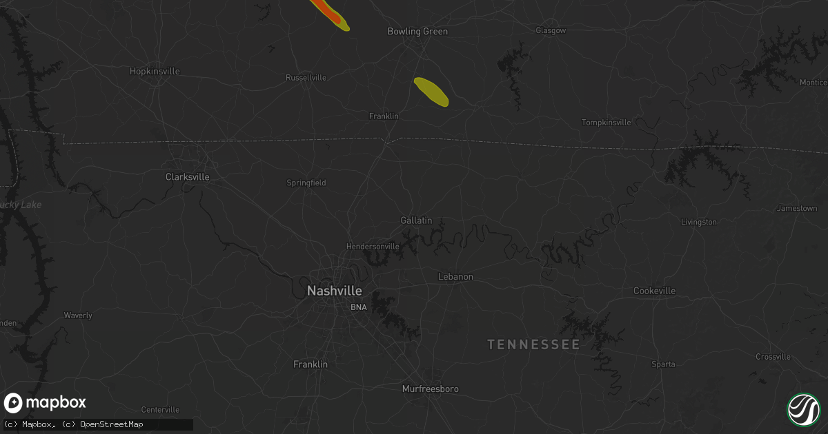 Hail map in Gallatin, TN on July 21, 2026
