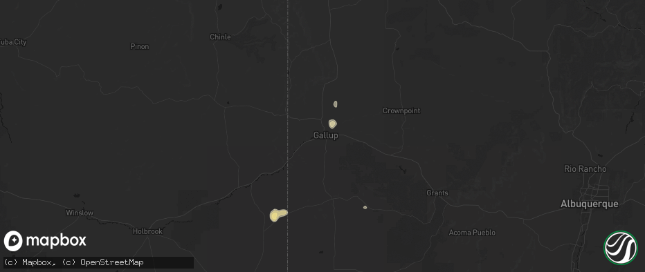 Hail map in Gallup, NM on July 21, 2026