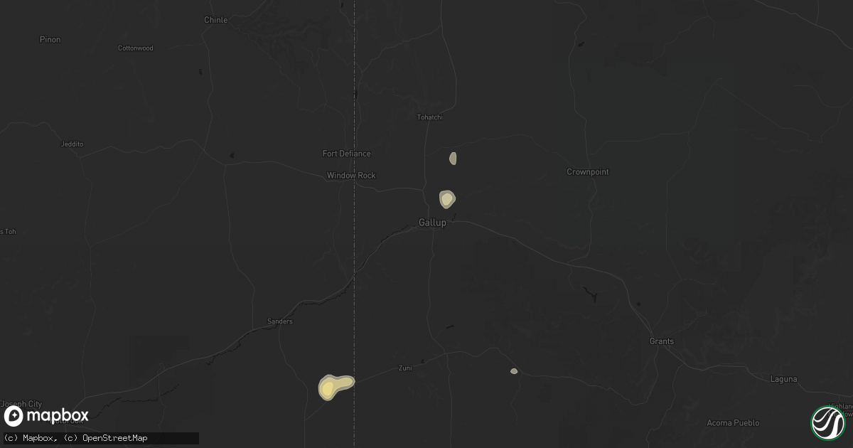 Hail map in Gallup, NM on July 21, 2026