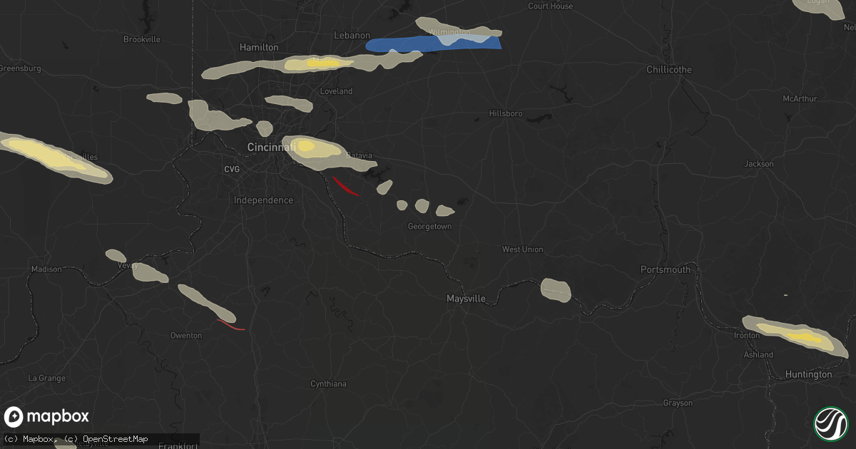 Hail map in Georgetown, OH on July 21, 2026