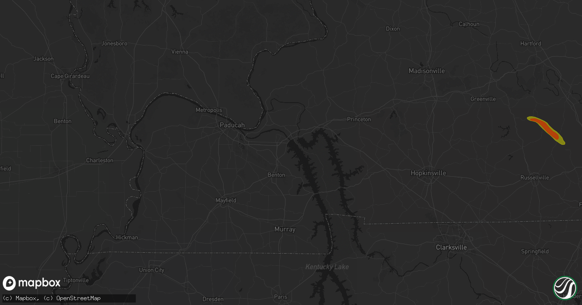 Hail map in Gilbertsville, KY on July 21, 2026