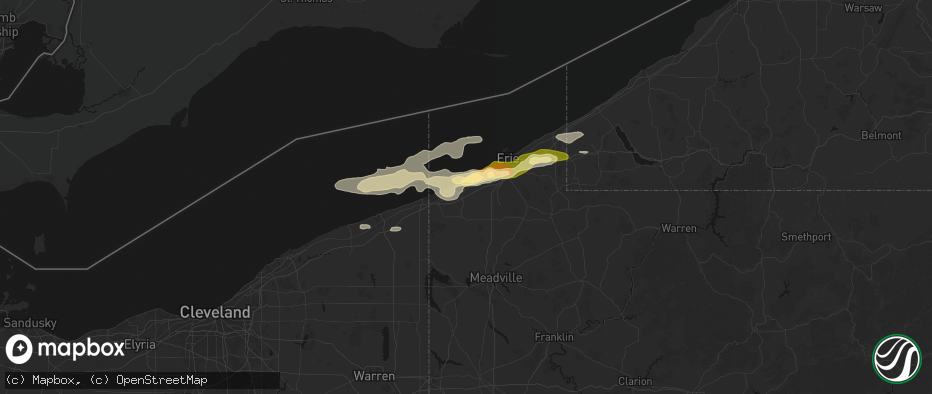 Hail map in Girard, PA on July 21, 2026