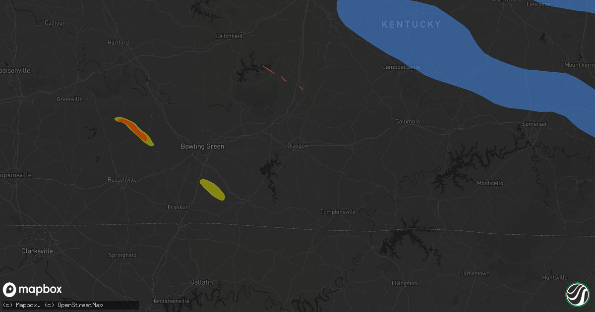 Hail map in Glasgow, KY on July 21, 2026