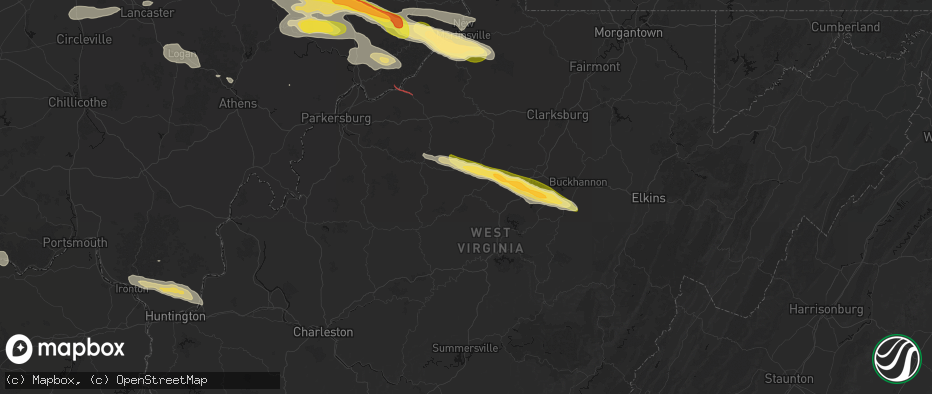 Hail map in Glenville, WV on July 21, 2026