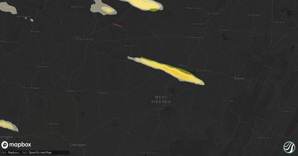 Hail map in Glenville, WV on July 21, 2026
