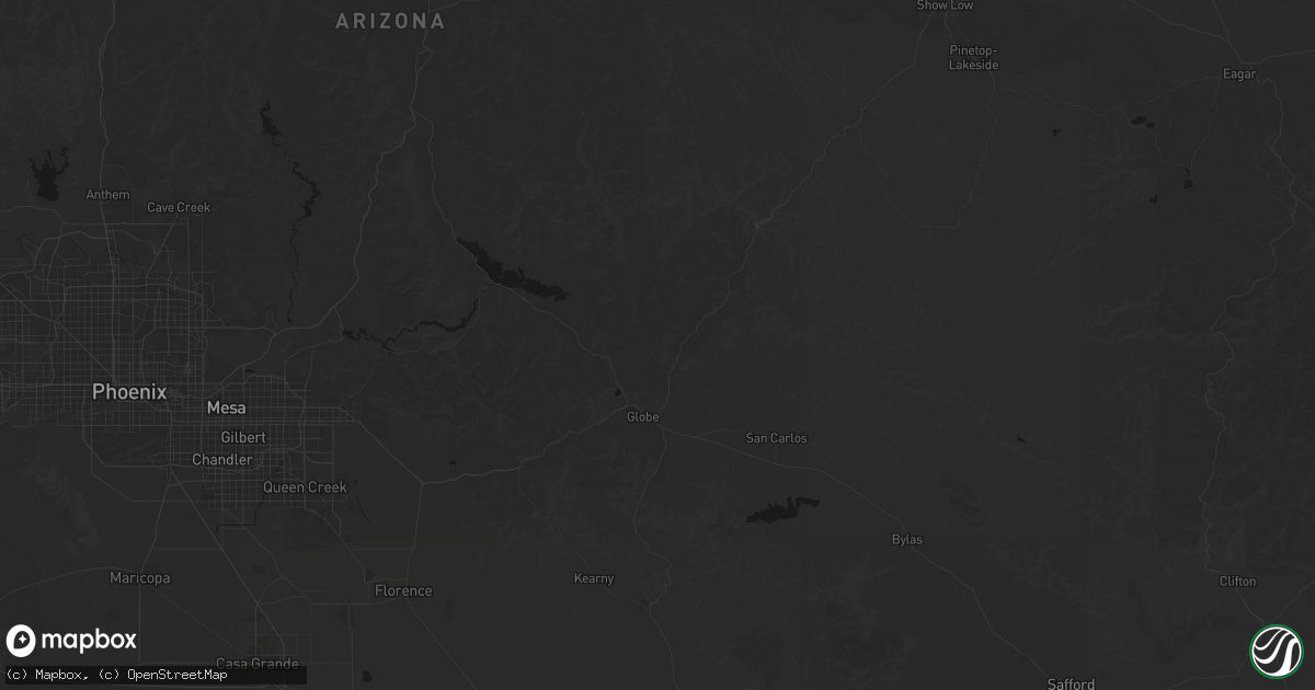 Hail map in Globe, AZ on July 21, 2026