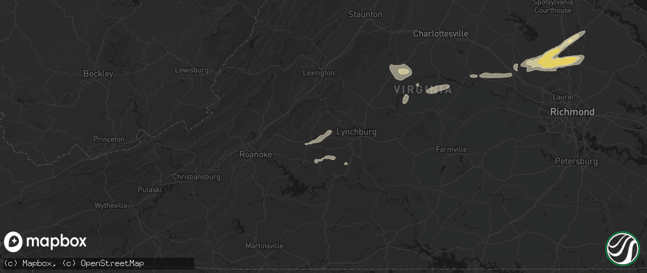 Hail map in Goode, VA on July 21, 2026