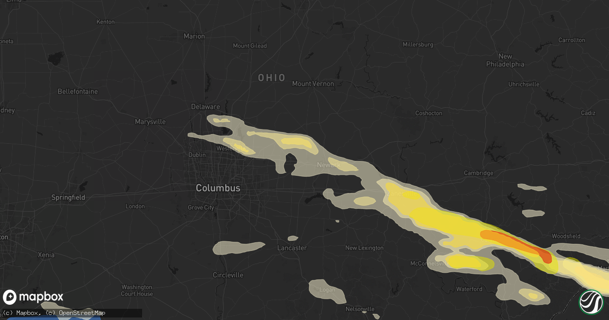 Hail map in Granville, OH on July 21, 2026