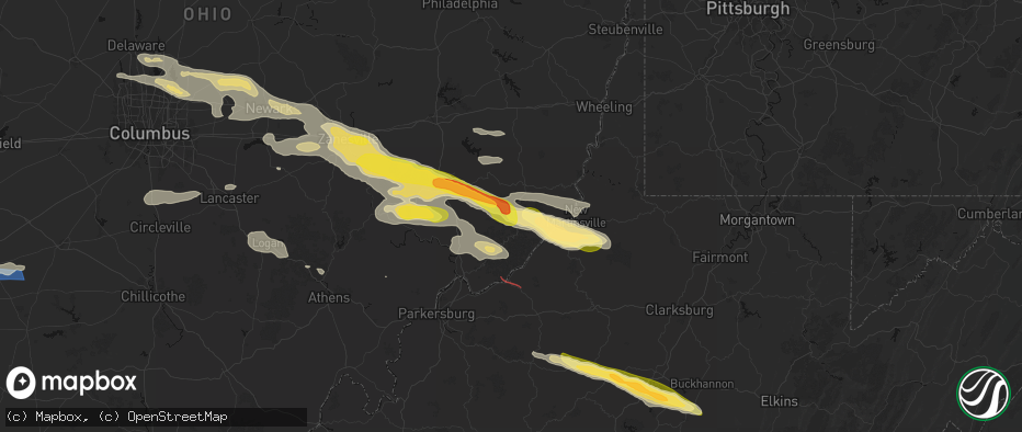 Hail map in Graysville, OH on July 21, 2026