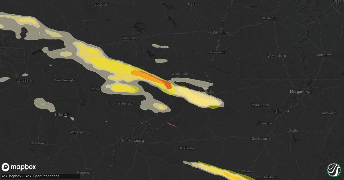 Hail map in Graysville, OH on July 21, 2026