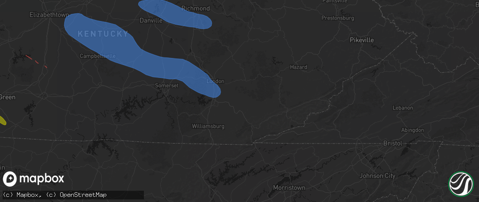 Hail map in Green Road, KY on July 21, 2026