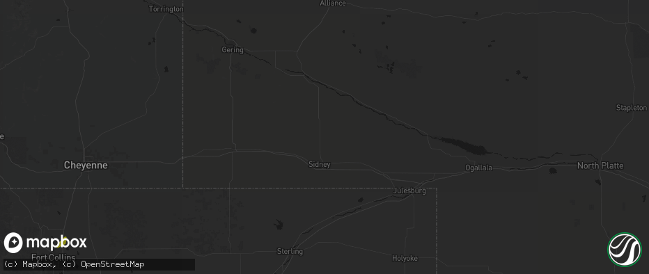 Hail map in Gurley, NE on July 21, 2026