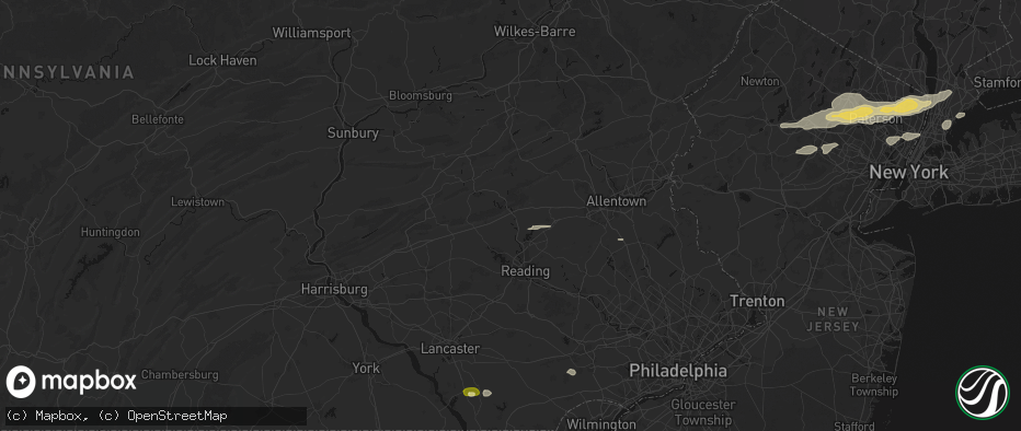 Hail map in Hamburg, PA on July 21, 2026