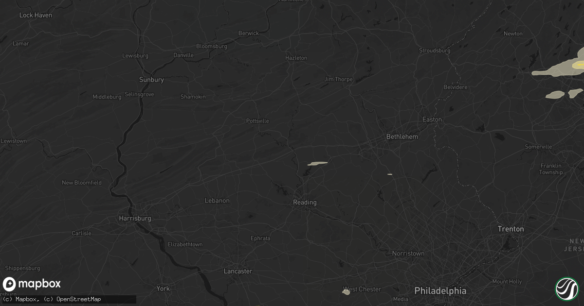 Hail map in Hamburg, PA on July 21, 2026