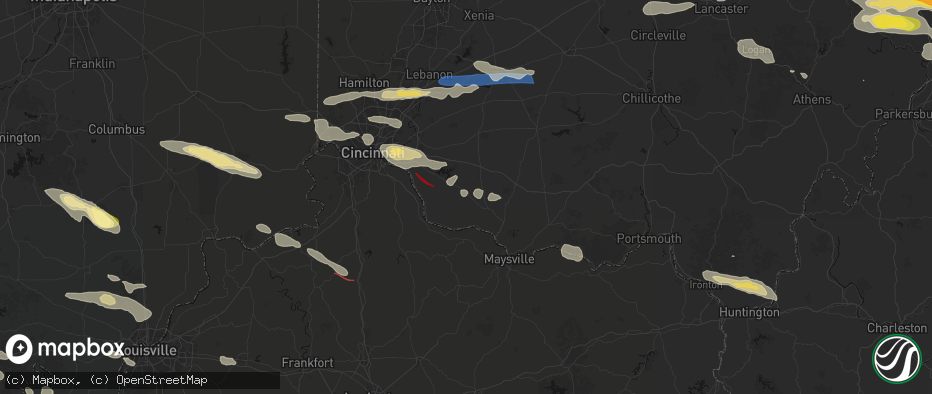 Hail map in Hamersville, OH on July 21, 2026