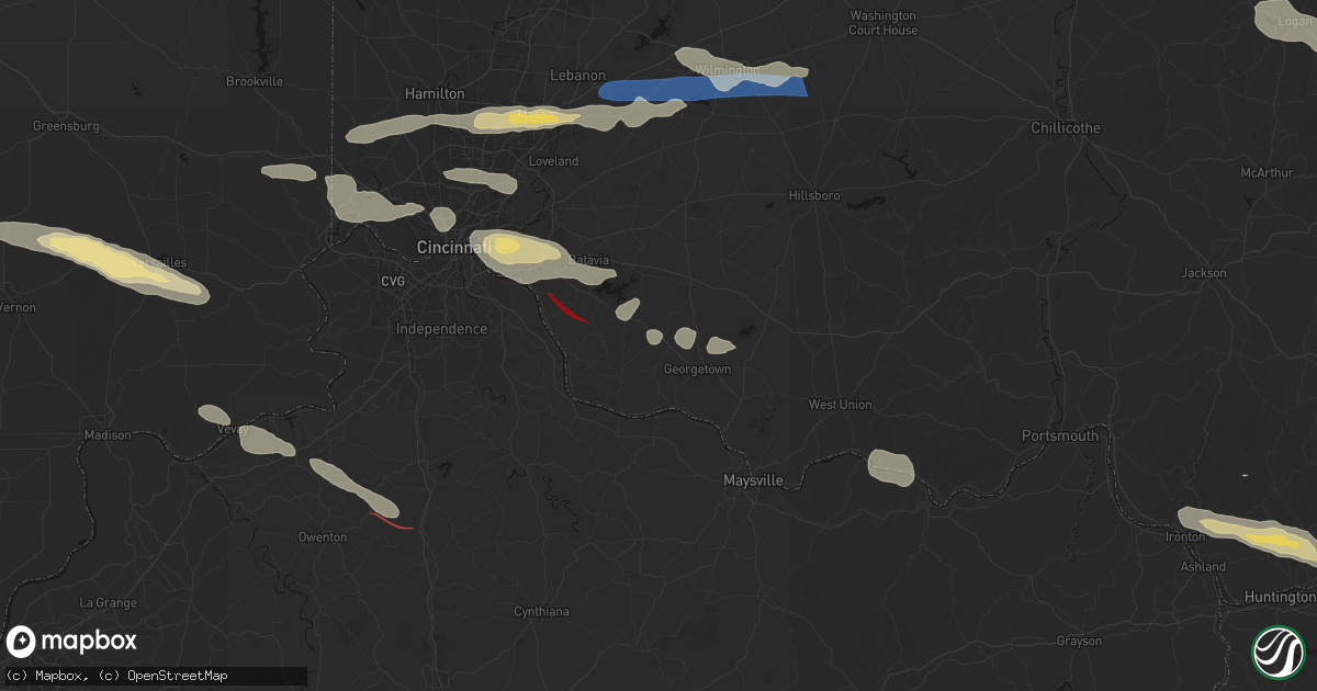 Hail map in Hamersville, OH on July 21, 2026
