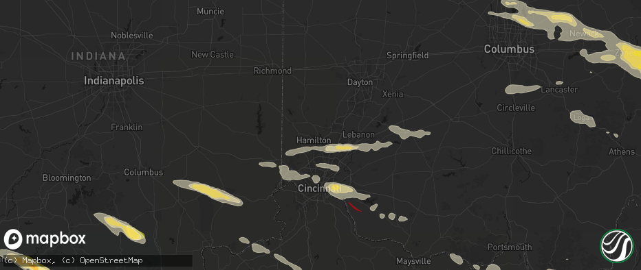 Hail map in Hamilton, OH on July 21, 2026