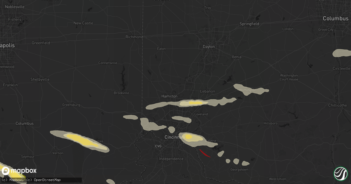 Hail map in Hamilton, OH on July 21, 2026