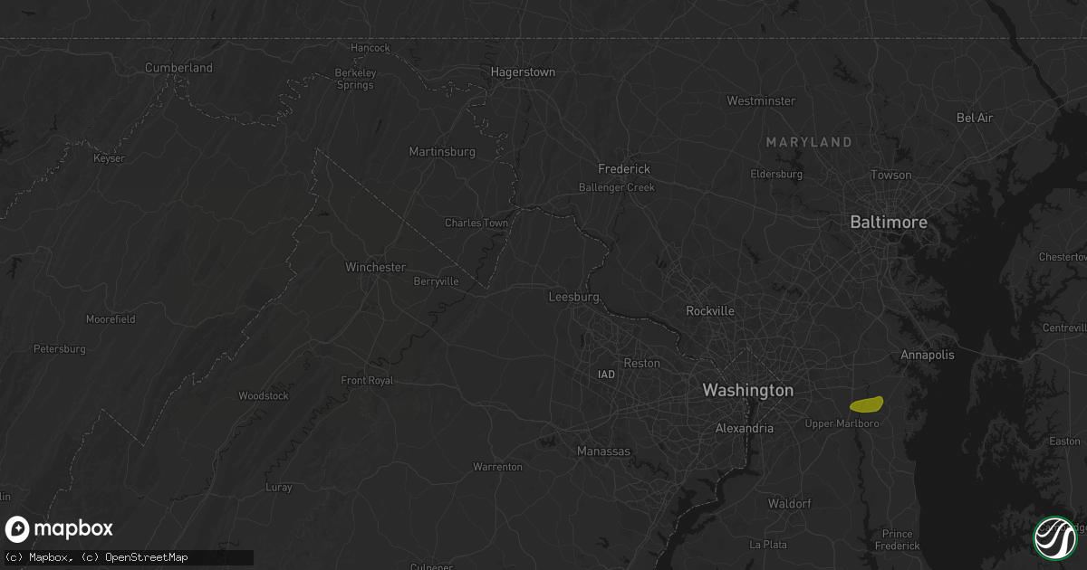 Hail map in Hamilton, VA on July 21, 2026
