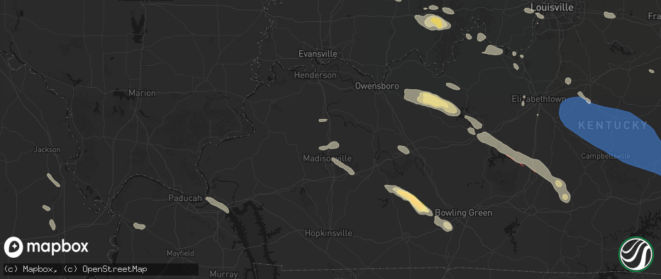 Hail map in Hanson, KY on July 21, 2026