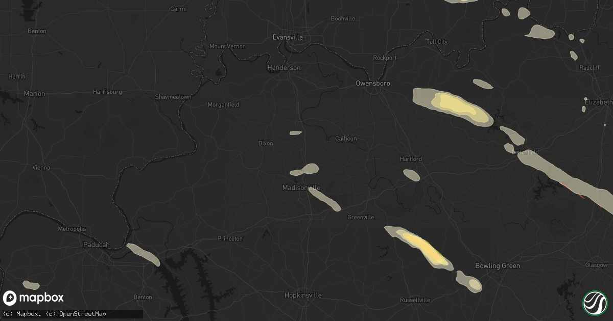 Hail map in Hanson, KY on July 21, 2026