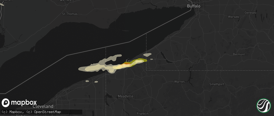 Hail map in Harborcreek, PA on July 21, 2026
