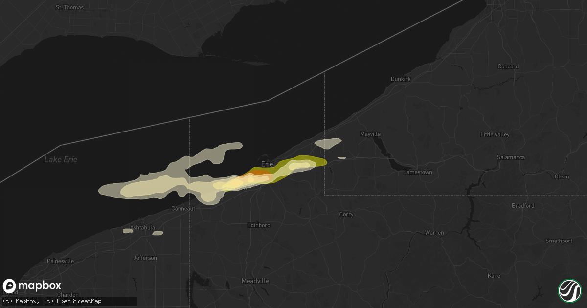 Hail map in Harborcreek, PA on July 21, 2026