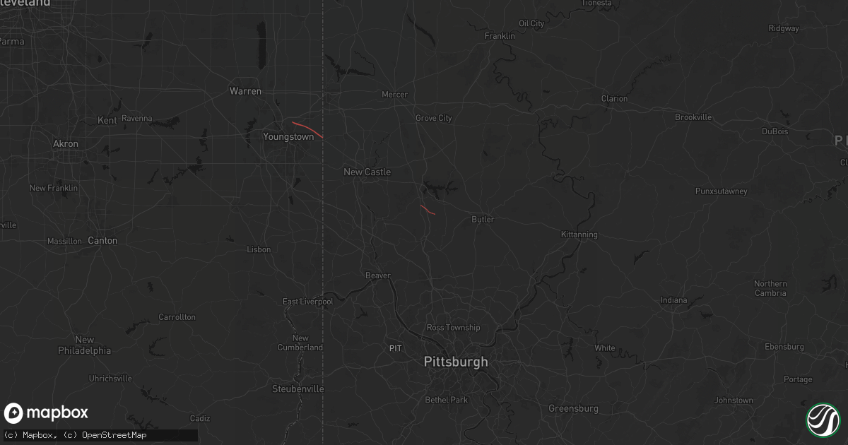 Hail map in Harmony, PA on July 21, 2026