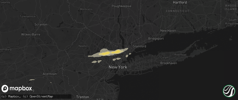 Hail map in Harrington Park, NJ on July 21, 2026