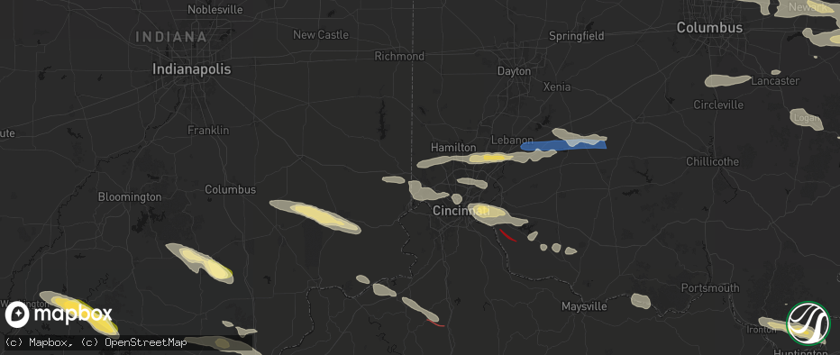 Hail map in Harrison, OH on July 21, 2026