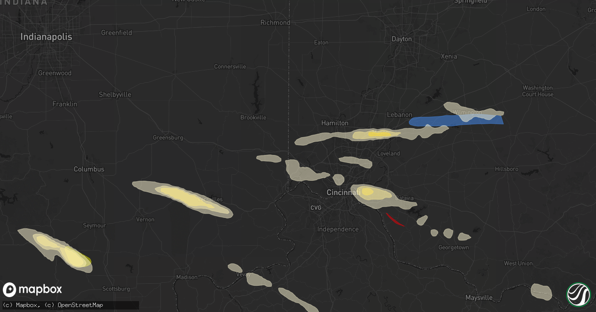 Hail map in Harrison, OH on July 21, 2026