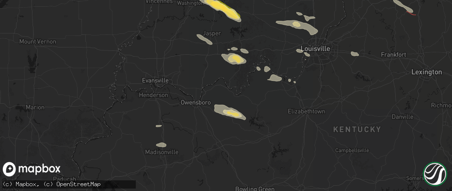 Hail map in Hawesville, KY on July 21, 2026